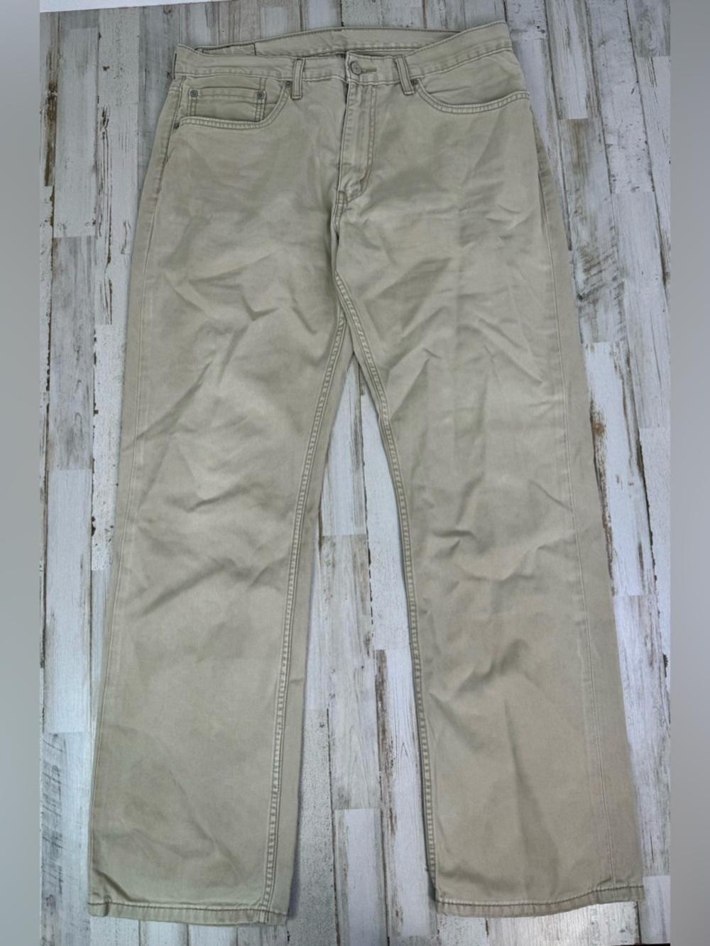 Levis 559 Relaxed Straight 36x33 Jeans 100% Cotton Khaki Tan Mens - Picture 2 of 12